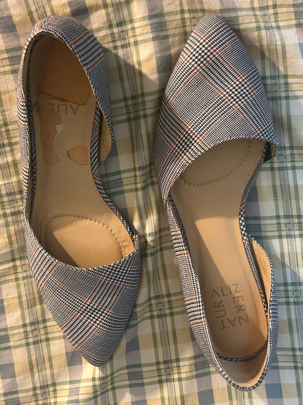 Naturalized Women's Plaid Pointed Toe Flats - Grey Plaid